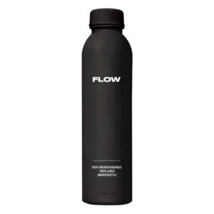 碳黑 FLOW 水壺（500ml 水瓶）商品照，展現俐落質感與環保理念的完美平衡。